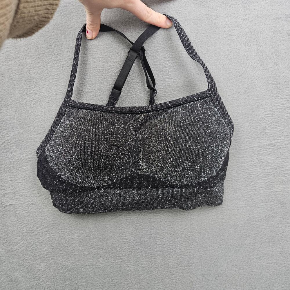 PINK Victoria's Secret Black Shimmer Sports Bra XS Strappy Racerback